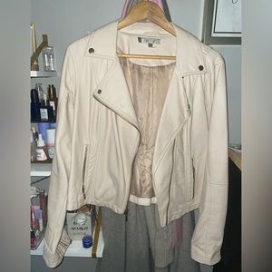 Jennifer Lopez cream leather jacket Sz L
